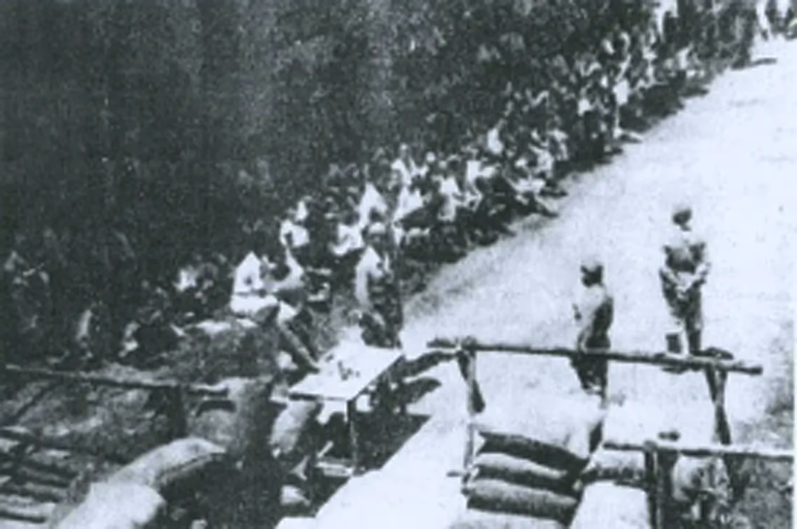 A mass screening centre at Jalan Besar during the Sook Ching Operation